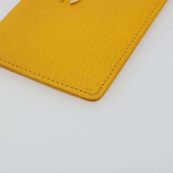 CHANEL Card Case Leather Yellow Gold Tone CC Auth 194407M