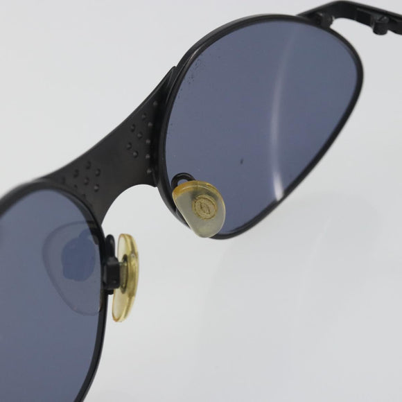 CHANEL Sunglasses Plastic Black Gold Tone CC Auth 194408