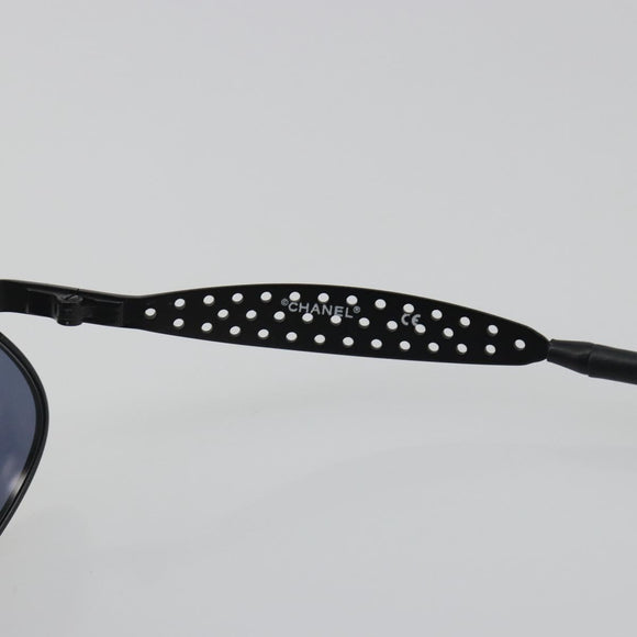 CHANEL Sunglasses Plastic Black Gold Tone CC Auth 194408