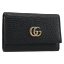 GUCCI GG Marmont Key Case Leather Black Gold Tone 456118 Auth 194409A-1