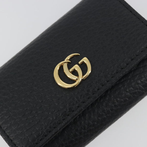 GUCCI GG Marmont Key Case Leather Black Gold Tone 456118 Auth 194409A
