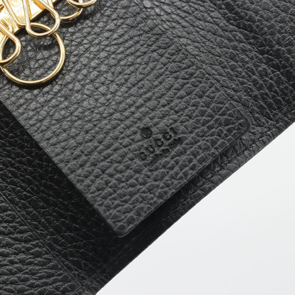 GUCCI GG Marmont Key Case Leather Black Gold Tone 456118 Auth 194409A