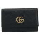 GUCCI GG Marmont Key Case Leather Black Gold Tone 456118 Auth 194409A-13