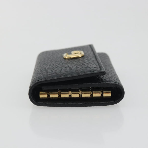 GUCCI GG Marmont Key Case Leather Black Gold Tone 456118 Auth 194409A