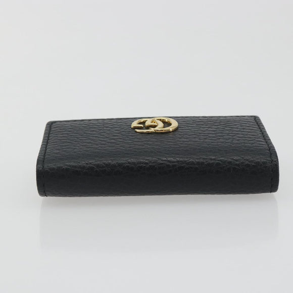 GUCCI GG Marmont Key Case Leather Black Gold Tone 456118 Auth 194409A