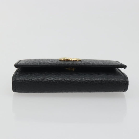 GUCCI GG Marmont Key Case Leather Black Gold Tone 456118 Auth 194409A