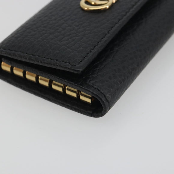 GUCCI GG Marmont Key Case Leather Black Gold Tone 456118 Auth 194409A