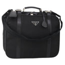 PRADA Boston Bag Nylon 2way Black Silver Auth 194414-1