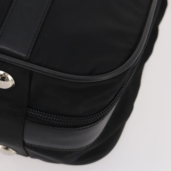 PRADA Boston Bag Nylon 2way Black Silver Auth 194414