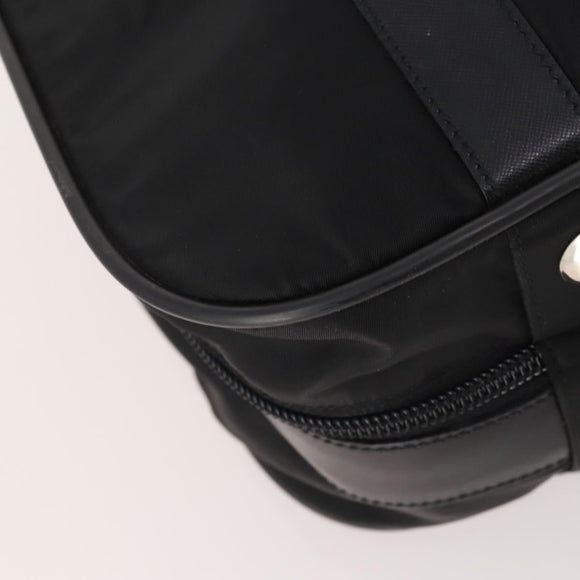 PRADA Boston Bag Nylon 2way Black Silver Auth 194414