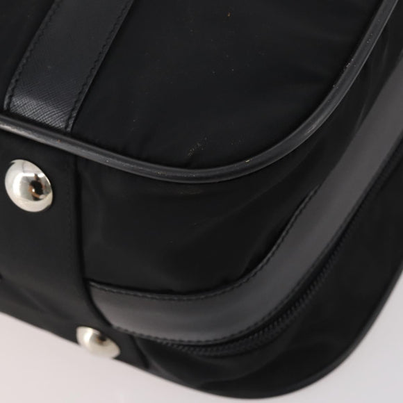 PRADA Boston Bag Nylon 2way Black Silver Auth 194414