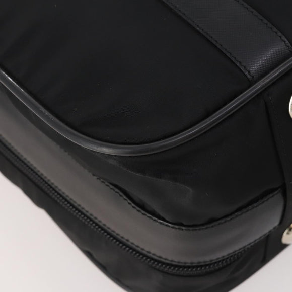 PRADA Boston Bag Nylon 2way Black Silver Auth 194414