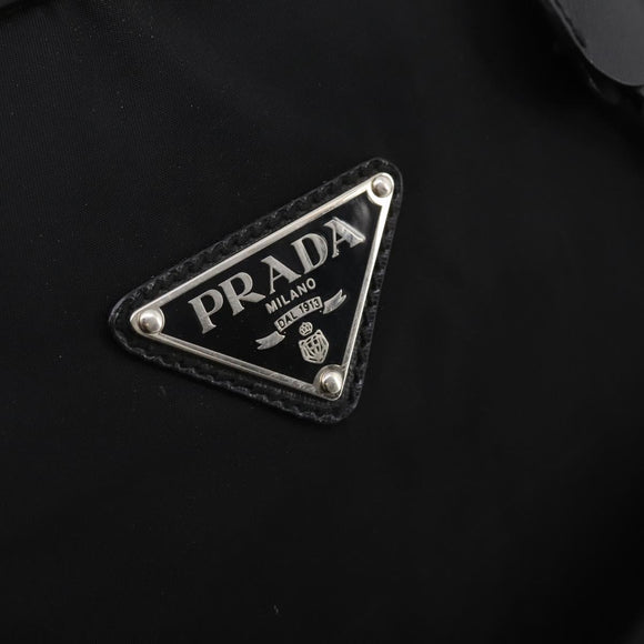 PRADA Boston Bag Nylon 2way Black Silver Auth 194414