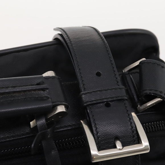 PRADA Boston Bag Nylon 2way Black Silver Auth 194414