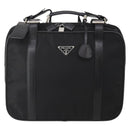 PRADA Boston Bag Nylon 2way Black Silver Auth 194414-13