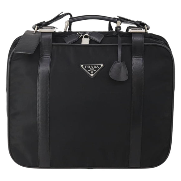 PRADA Boston Bag Nylon 2way Black Silver Auth 194414