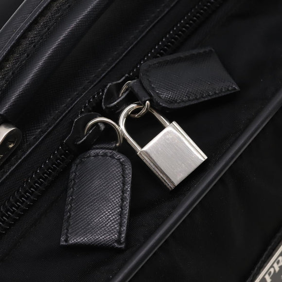 PRADA Boston Bag Nylon 2way Black Silver Auth 194414