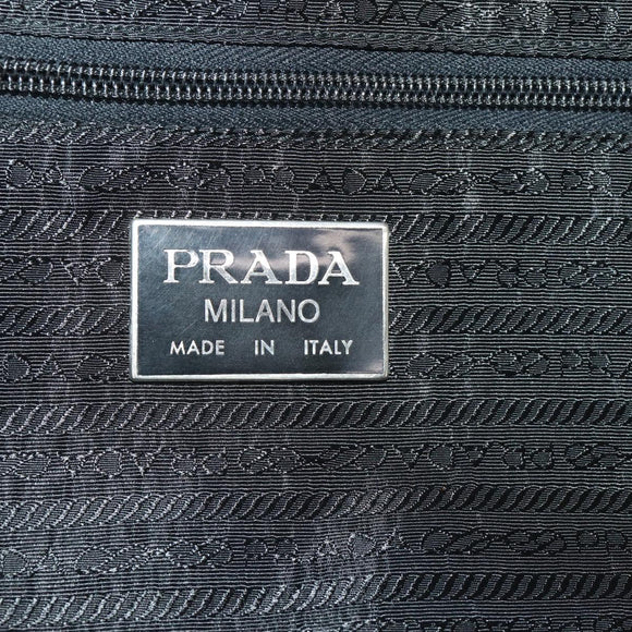 PRADA Boston Bag Nylon 2way Black Silver Auth 194414