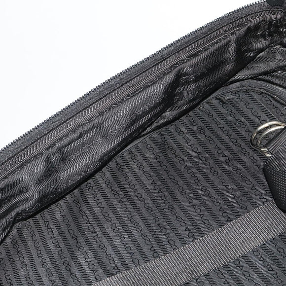 PRADA Boston Bag Nylon 2way Black Silver Auth 194414