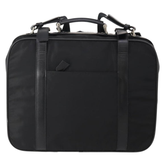 PRADA Boston Bag Nylon 2way Black Silver Auth 194414
