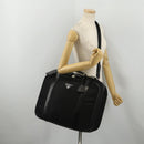 PRADA Boston Bag Nylon 2way Black Silver Auth 194414-31