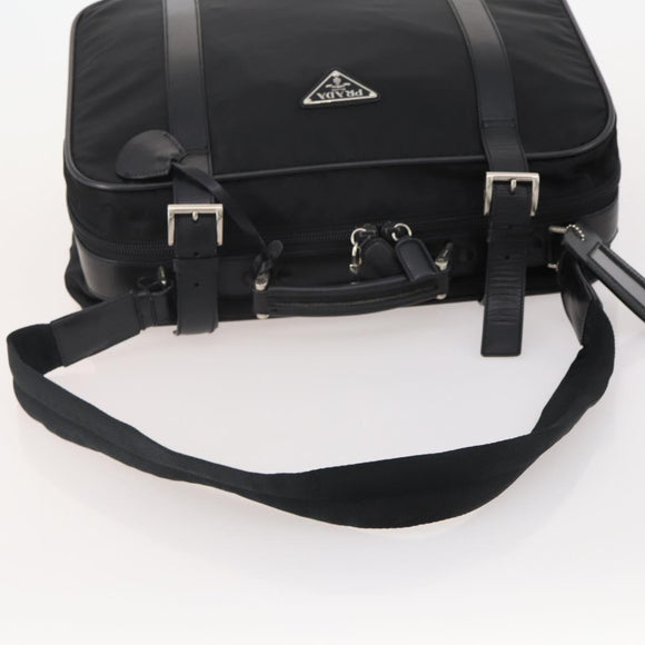 PRADA Boston Bag Nylon 2way Black Silver Auth 194414