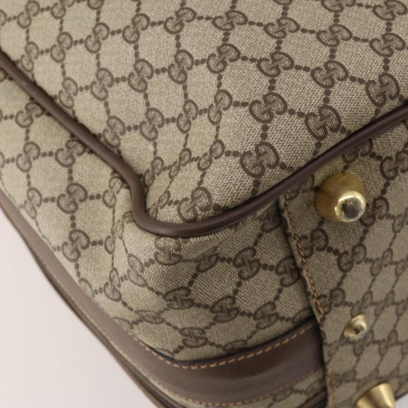 GUCCI GG Supreme Web Sherry Line Trunk PVC Beige Gold Auth 194417