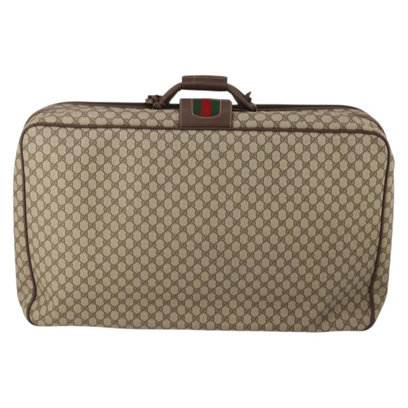 GUCCI GG Supreme Web Sherry Line Trunk PVC Beige Gold Auth 194417