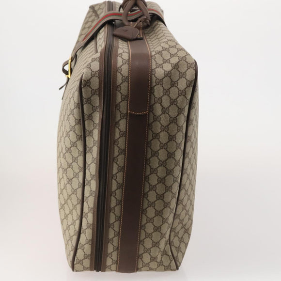 GUCCI GG Supreme Web Sherry Line Trunk PVC Beige Gold Auth 194417