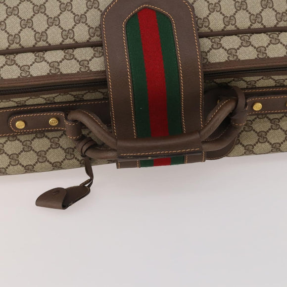 GUCCI GG Supreme Web Sherry Line Trunk PVC Beige Gold Auth 194417