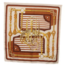 HERMES Carre 90 Scarf ”C0ACHING” Silk Brown Auth 194418-1