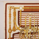 HERMES Carre 90 Scarf ”C0ACHING” Silk Brown Auth 194418-2