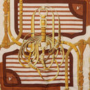 HERMES Carre 90 Scarf ”C0ACHING” Silk Brown Auth 194418-6
