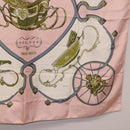HERMES Carre 90 Scarf Silk ""SPRINGS"" Pink White Auth 194421-10