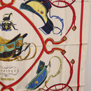 HERMES Carre 90 Scarf Silk ""SPRINGS"" Ivory Red Auth 194422-7