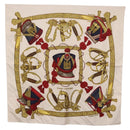 HERMES Carre 90 Scarf ”GRAND UNIFORME” Silk Beige Auth 194426-1