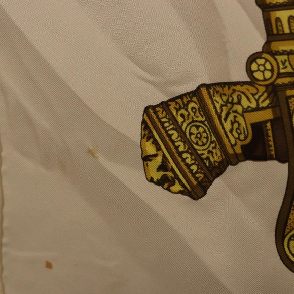 HERMES Carre 90 Scarf ”GRAND UNIFORME” Silk Beige Auth 194426