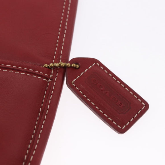 Coach Shoulder Bag Leather Red Gold Auth 194429A
