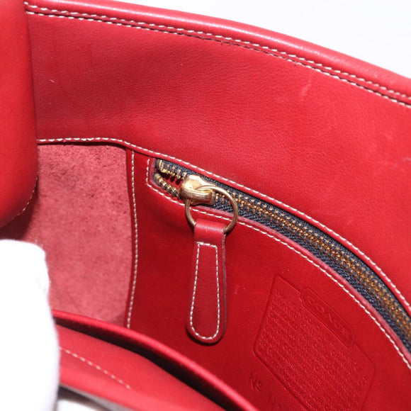 Coach Shoulder Bag Leather Red Gold Auth 194429A