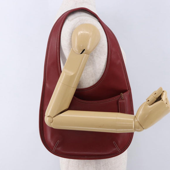 Coach Shoulder Bag Leather Red Gold Auth 194429A