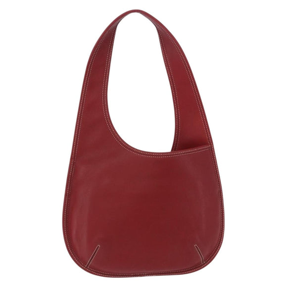 Coach Shoulder Bag Leather Red Gold Auth 194429A