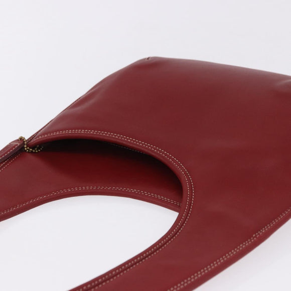 Coach Shoulder Bag Leather Red Gold Auth 194429A