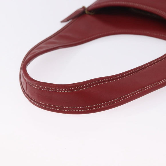Coach Shoulder Bag Leather Red Gold Auth 194429A