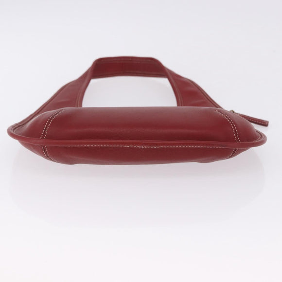 Coach Shoulder Bag Leather Red Gold Auth 194429A
