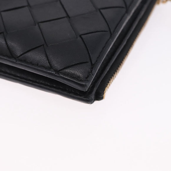 BOTTEGA VENETA INTRECCIATO Bifold Wallet Leather Black Auth 194460A