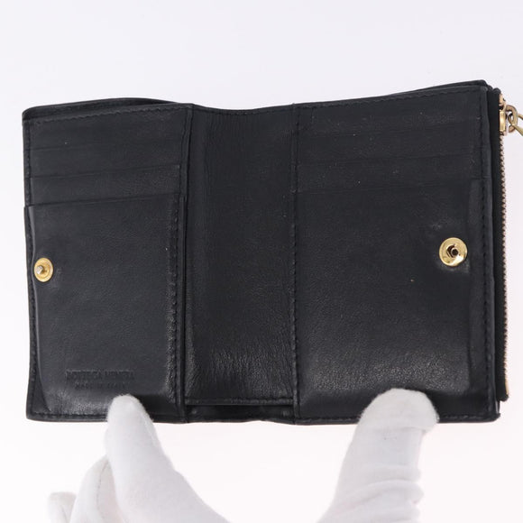 BOTTEGA VENETA INTRECCIATO Bifold Wallet Leather Black Auth 194460A