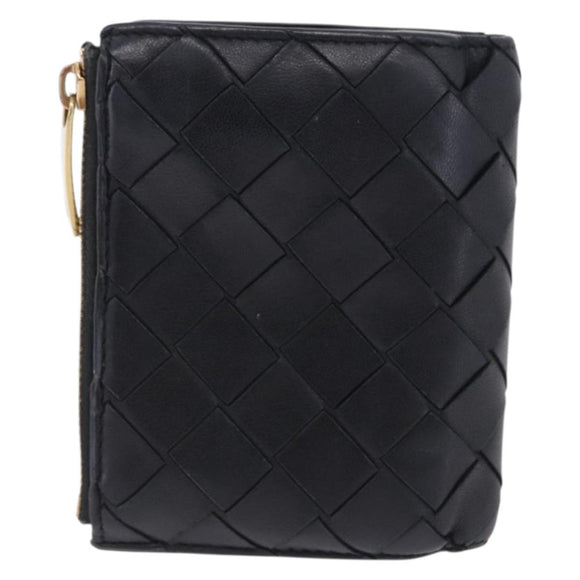 BOTTEGA VENETA INTRECCIATO Bifold Wallet Leather Black Auth 194460A