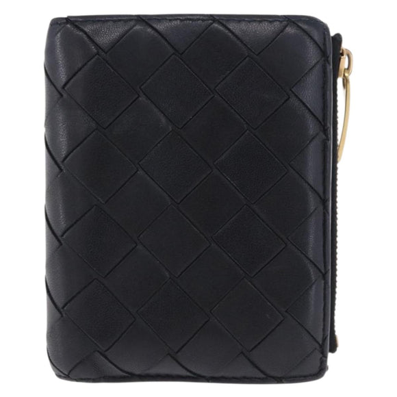 BOTTEGA VENETA INTRECCIATO Bifold Wallet Leather Black Auth 194460A