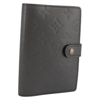 LOUIS VUITTON Monogram Mat Agenda PM Day Planner Cover Black R20932 Auth 194461A