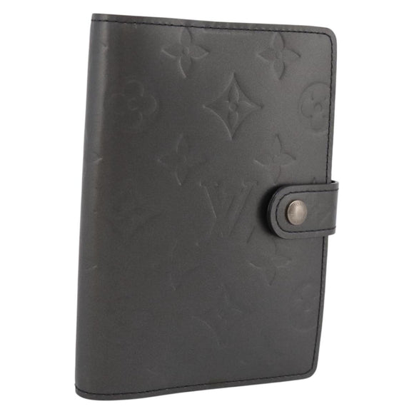 LOUIS VUITTON Monogram Mat Agenda PM Day Planner Cover Black R20932 Auth 194461A